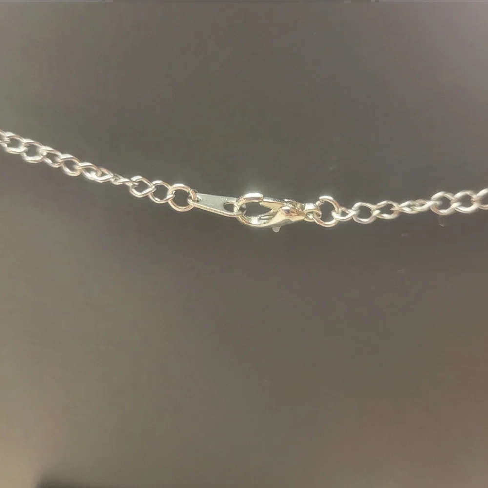 Silver and Chakra Beads Dangle Necklace - Picture 6 of 7